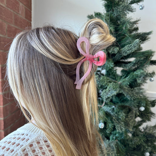 Pink Bow Claw Clip